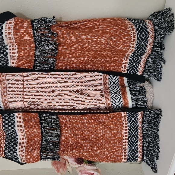 Boho Fringe Cardigan Poncho Vibes Cozy Fall Winter Lagenlook Fringe Large - Picture 6 of 11